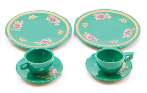 Dollhouse Miniature Dinnerware Set-Green